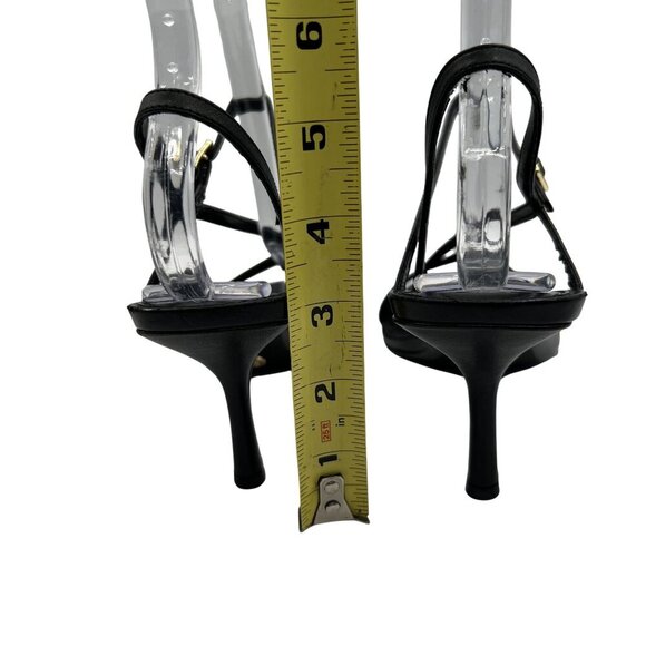 Michael Kors Tasha Womens 7 Black Leather Strappy Heeled Dressy Sandals Cocktail - Picture 4 of 11